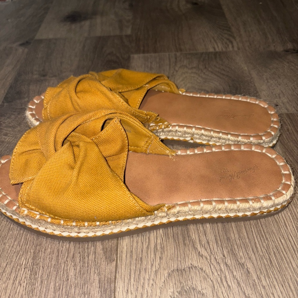 Yellow Espadrille Slide Sandals